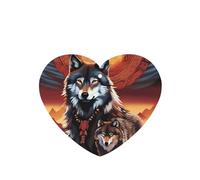 Ambientadores de coche con diseño de tótem de lobo con patrón de fuego, 4 unidades, en forma de corazón, para colgar en tabletas de aromaterapia, ambientadores perfumados para dormitorio y baño