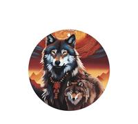 Ambientadores de coche con diseño de tótem de lobo con patrón de fuego, 6 unidades, forma redonda, para colgar, tabletas de aromaterapia, ambientadores perfumados para dormitorio y baño