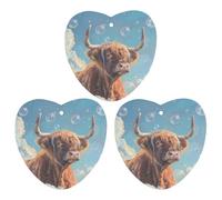 Ambientadores de coche con diseño de vaca de las Tierras Altas Clound Bubbles, accesorios para colgar, 3 piezas