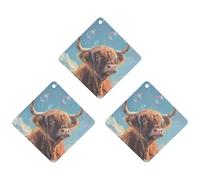 Ambientadores de coche con diseño de vaca de las Tierras Altas Clound Bubbles, accesorios para colgar, 3 piezas