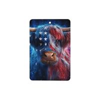 Ambientadores de coche con diseño de vaca de las tierras altas con estrellas y rayas, 4 tarjetas perfumadas colgantes, tarjetas perfumadas para tabletas de aromaterapia de coche