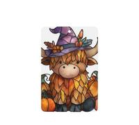 Ambientadores de coche con diseño de vaca de las tierras altas con sombrero de bruja y calabazas, 4 tarjetas perfumadas colgantes, tarjetas perfumadas para coche, tabletas de aromaterapia
