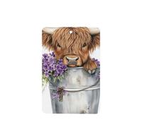 Ambientadores de coche con diseño de vaca de las tierras altas en forma de acuarela, 4 unidades, tarjetas perfumadas colgantes, tarjetas perfumadas para coche, tabletas de aromaterapia