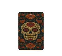 Ambientadores de coche con diseño floral de calavera con motivos del Día de los Muertos, 4 tarjetas perfumadas colgantes, tarjetas perfumadas para coche, tabletas de aromaterapia