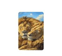 Ambientadores de coche con dos leones masculinos descansando juntos, 4 tarjetas perfumadas colgantes, tarjetas perfumadas para coche, tabletas de aromaterapia