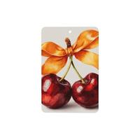 Ambientadores de coche con lazo naranja sedoso de dos cerezas, 4 unidades, tarjetas perfumadas colgantes, tarjetas perfumadas para coche, tabletas de aromaterapia