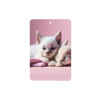 Ambientadores de coche con patrón de dos gatitos durmientes, 6 unidades, rectangulares colgantes, tabletas de aromaterapia, ambientadores perfumados para dormitorio y baño