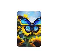Ambientadores de coche con patrón de mariposa azul de girasol, 4 unidades, tabletas rectangulares de aromaterapia, ambientadores perfumados para dormitorio y baño