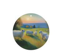 Ambientadores de coche con patrón de ovejas que caminan tranquilamente, 4 unidades, forma redonda, para colgar, tabletas de aromaterapia, ambientadores perfumados para dormitorio y baño