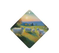 Ambientadores de coche con patrón de ovejas que caminan tranquilamente, 4 unidades, tabletas cuadradas de aromaterapia, ambientadores perfumados para dormitorio y baño