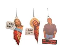 Ambientadores de coche con texto en inglés "Jesus I Saw That", divertido adorno colgante de Jesús para decoración de coche, ambientadores de aire, tarjetas perfumadas de fragancia, para espejo