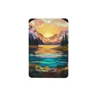 Ambientadores de coche con vidrieras de montaña, valle y puesta de sol, 4 unidades, tarjetas perfumadas colgantes, tarjetas perfumadas para coche, tabletas de aromaterapia