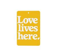 Ambientadores de coche Love Lives Here On Amarillo, 4 unidades, tarjetas perfumadas colgantes, tarjetas perfumadas para tabletas de aromaterapia de coche