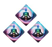 Ambientadores de coche para meditación espacial con chakras brillantes, 3 unidades, para colgar, aromas de larga duración, para aromaterapia, tabletas, espejo retrovisor, accesorios interiores