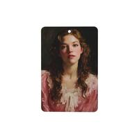 Ambientadores de coche para mujer joven, pelo castaño, vestido rosa, 4 unidades, tarjetas perfumadas colgantes, tarjetas perfumadas para coche, tabletas de aromaterapia