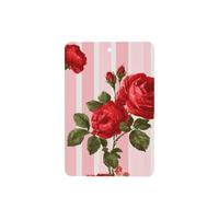 Ambientadores de coche retro con rosas rojas sobre rayas rosadas, 4 tarjetas perfumadas colgantes, tarjetas perfumadas para coche, tabletas de aromaterapia