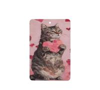 Ambientadores de coche Tabby Cat Holding A Pink Heart para coche, 4 unidades, tarjetas perfumadas colgantes, tarjetas perfumadas para coche, tabletas de aromaterapia