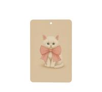 Ambientadores de coche vintage de gatito blanco con lazo rosa gigante, 4 tarjetas perfumadas colgantes, tarjetas perfumadas para coche, tabletas de aromaterapia