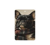 Ambientadores para coche, diseño de bulldog francés con bufanda a cuadros, 4 unidades, tarjetas perfumadas colgantes, tarjetas perfumadas para coche, tabletas de aromaterapia