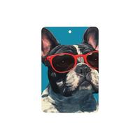 Ambientadores para coche, diseño de bulldog francés con gafas de sol rojas, 4 unidades, tarjetas perfumadas colgantes, tarjetas perfumadas para coche, tabletas de aromaterapia