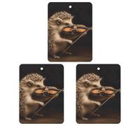 Ambientadores para coche, diseño de erizo, música, violín, para colgar, fragancia de coche de larga duración, para chips de incienso, vista trasera del coche