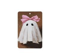 Ambientadores para coche, diseño de fantasmas con un lazo rosa, 4 unidades, tarjetas perfumadas colgantes, tarjetas perfumadas para coche, tabletas de aromaterapia