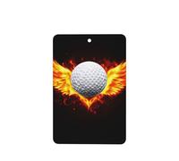 Ambientadores para coche, diseño de pelota de golf blanca con alas de fuego, 4 unidades, tarjetas perfumadas para colgar, tarjetas perfumadas para tabletas de aromaterapia de coche