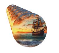 Ambientadores para coche, juego de 6 tarjetas perfumadas colgantes de forma redonda, barco pirata al atardecer, ambientador para coche, espejo retrovisor, colgante de tarjeta perfumada para coche