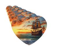 Ambientadores para coche, juego de 6 tarjetas perfumadas colgantes en forma de corazón, barco pirata en la puesta de sol, ambientador para coche, espejo retrovisor, colgante, tarjeta perfumada para