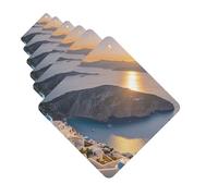 Ambientadores para coche, juego de 6 tarjetas perfumadas cuadradas para colgar, isla de Grecia, puesta de sol, paisaje, ambientador para coche, espejo retrovisor, colgante, tarjeta perfumada para