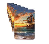 Ambientadores para coche, juego de 6 tarjetas perfumadas rectangulares colgantes, barco pirata en la puesta de sol, ambientador para coche, espejo retrovisor, colgante de tarjeta perfumada para coche