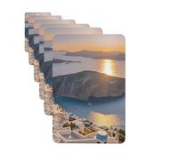Ambientadores para coche, juego de 6 tarjetas perfumadas rectangulares colgantes, isla de Grecia, puesta de sol, paisaje, ambientador para coche, espejo retrovisor, colgante, tarjeta perfumada para