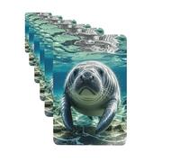 Ambientadores para coche, juego de 6 tarjetas perfumadas rectangulares para colgar, ambientador de manatí con animales del océano para coche, espejo retrovisor colgante, tarjeta perfumada para coche