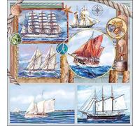 Ambiente 20 Servilletas de papel con diseño marítimo con el barco de velero en movimiento. Servilletas de papel con diseño. También para decoupage y decoupage (33 x 33 cm)