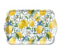 Ambiente Bandeja de melamina de 13 x 21 cm con diseño de limones, para decorar y servir, pequeña bandeja para servir café, té, desayuno, decoración de mesa de verano, jardín, bandeja decorativa