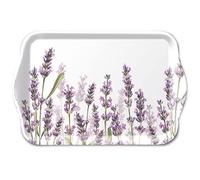 Ambiente Bandeja de melamina de 13 x 21 cm, diseño de lavanda, para decorar y servir, pequeña bandeja para servir café, té, desayuno, decoración de mesa de primavera y verano, bandeja decorativa