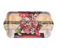 Ambiente Bandeja de Servir Bandeja Decorativa Bandeja 13 x 21 cm melamina espíritu navideño Chimenea Calcetines romántico diseño navideño para Papá Noel y Navidad