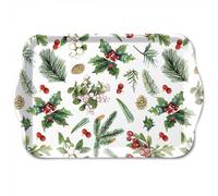 Ambiente Bandeja de servir bandeja decorativa bandeja 13 x 21 cm melamina Ilex ramitas y bayas, diseño clásico de Navidad para Adviento Papá Noel y Navidad