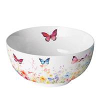 Ambiente Bol de porcelana de hueso, diseño de mariposas, color blanco, 13,5 cm de diámetro, 0,4 L, apto para lavavajillas