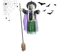 Ambiente de Halloween: Esta decoración de brujas voladoras crea una presencia cautivadora y garantiza una presentación notable que cautiva y asombra durante todo el período festivo.