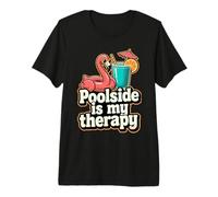 Ambiente de Verano Junto a la Piscina es mi Terapia Bebida Camiseta Premium