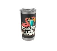 Ambiente de verano junto a la piscina es mi terapia Bebida Vaso térmico de acero inoxidable de doble pared