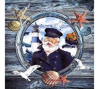 Ambiente Servilleta Motivo: Captain - Capitán Marítimo - 20 Servilletas por Paquete, 33x33 CM