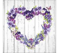 Ambiente Servilleta Motivo: Morado Corazón - Corazón de Flores - 20 Servilletas por Paquete, 33x33 CM
