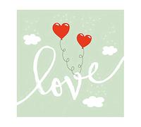 Ambiente Servilletas Motivo: Amor Globos Menta - Liebesballons Menta, 33x33cm, 20 Piezas Paquete