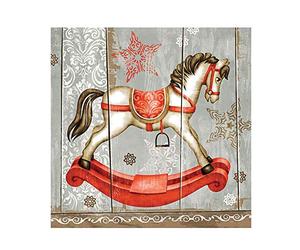 Ambiente Servilletas navideñas (33 cm, 20 unidades), diseño de caballo mecedor
