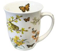 Ambiente Taza de café con asa de porcelana fina de 0,4 l, diseño de flores y pájaros, serie Spring Awakening