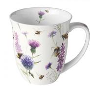 Ambiente Taza de café con asa, taza de té, 0,4 l, porcelana fina, porcelana, abejas y hierbas, serie bumblebees