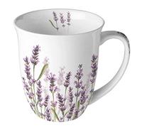 Ambiente Taza de café con diseño de lavanda, 400 ml, color blanco