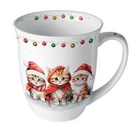 Ambiente Taza de café, taza de té, 0,4 l, porcelana fina, porcelana, gatos, divertido, invierno, Navidad, Adviento, Navidad